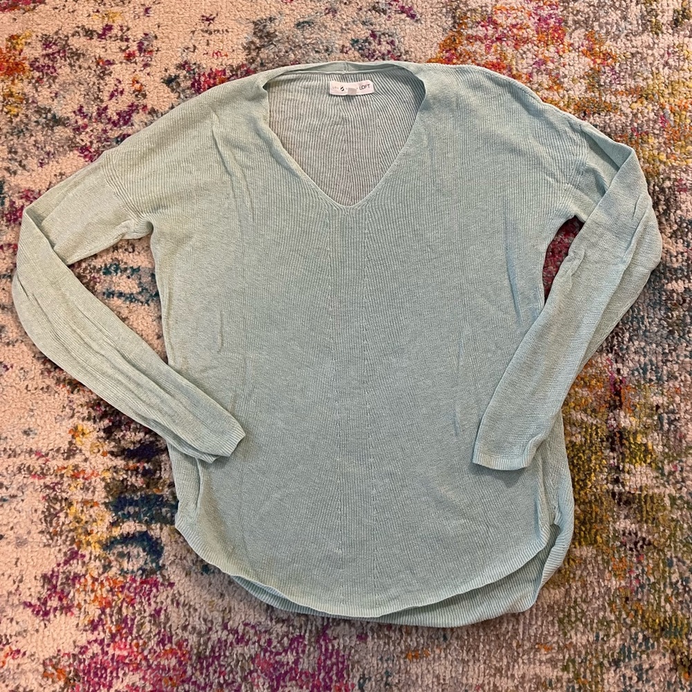 Lou & Grey Mint Green Lightweight V Neck Sweater Size S